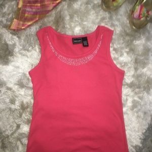 {Bobbie Brooks} Coral Embellished Tank Top